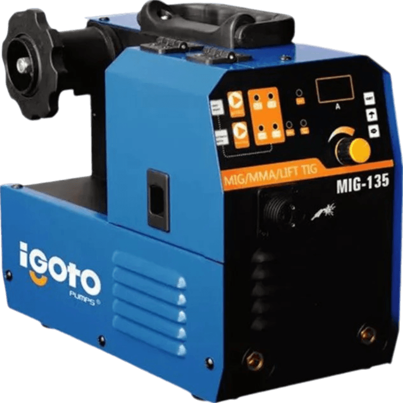 Soldadora Inversora Microalambre 130 a 127 V C/Cables + Careta y Cepillo MIG-135 IGOTO