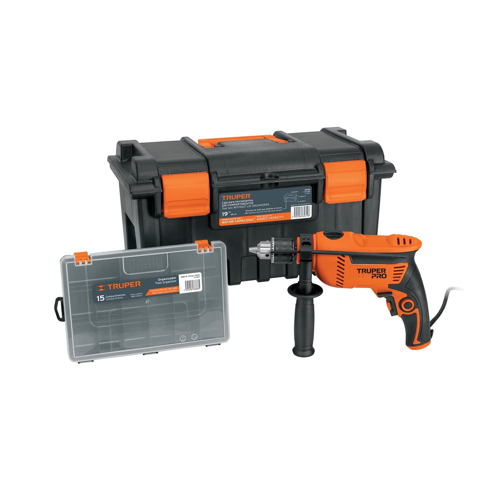 Rotomartillo 1/2" Profesional 650 W Caja y Organizador COMBO-100 Truper