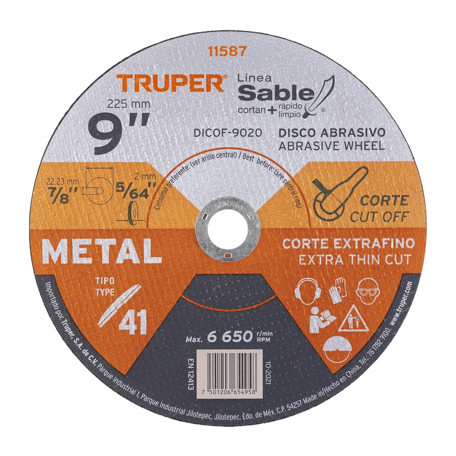 Disco P/Corte Metal Fino Tipo 41 9" x 2 DICOF-9020 Truper