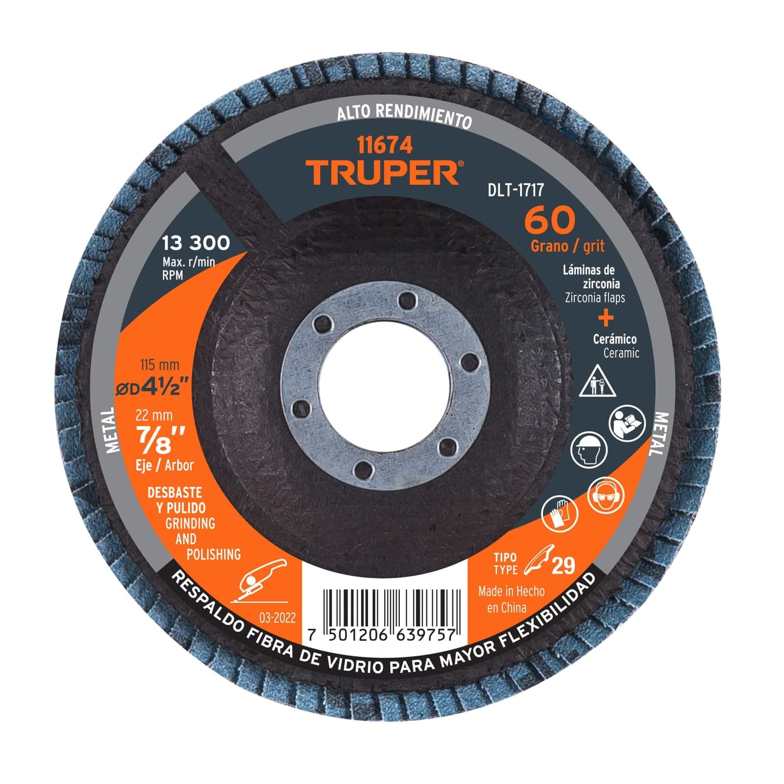 Disco Laminado Desbaste 4-1/2" DLT-1717 Truper