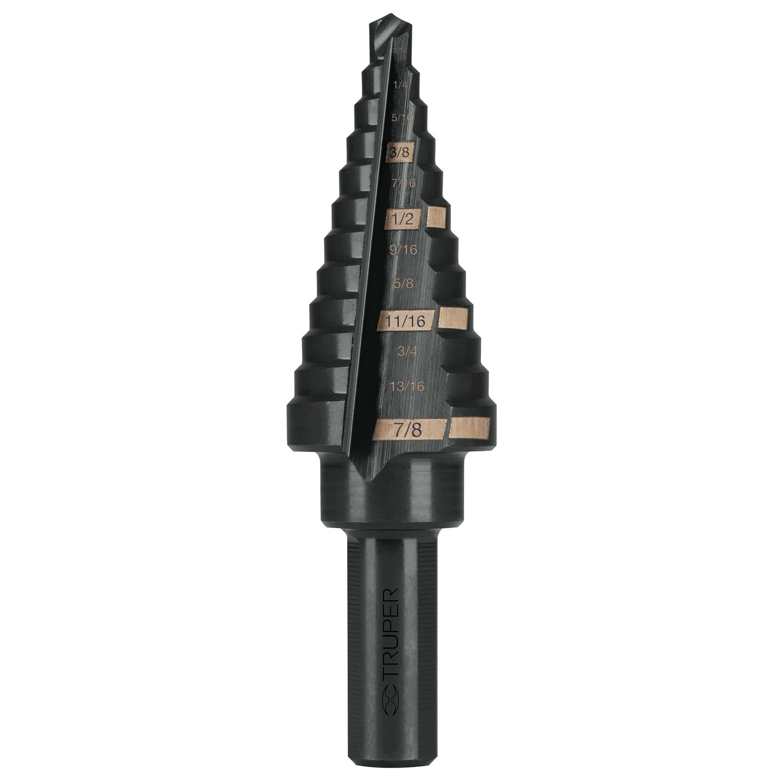 Broca Escalonada Oxido Negro 3/16" a 7/8" 12 Escalones BES-12 Truper