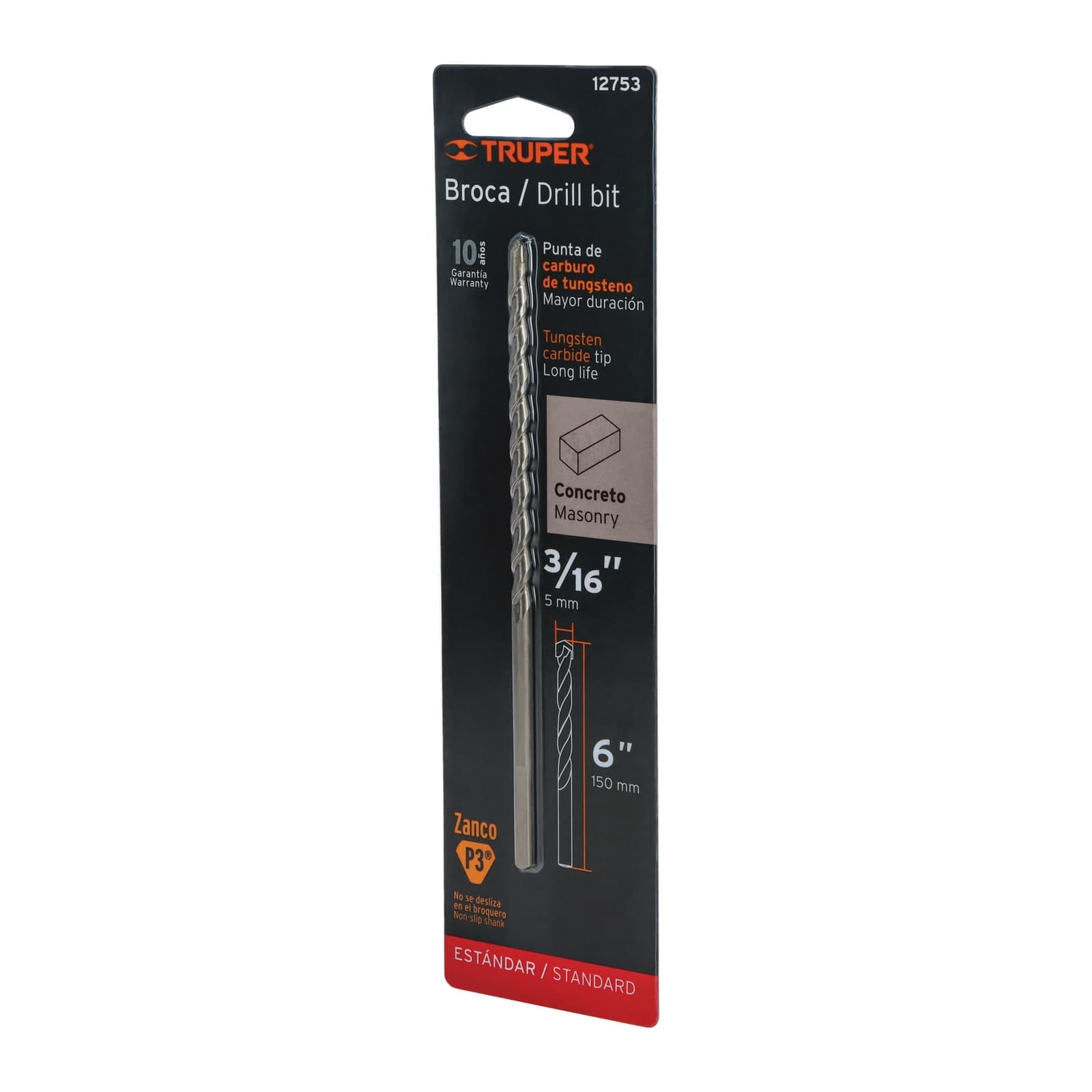 Broca P/Concreto 3/16" x 6" BCT-3/16X6-B Truper