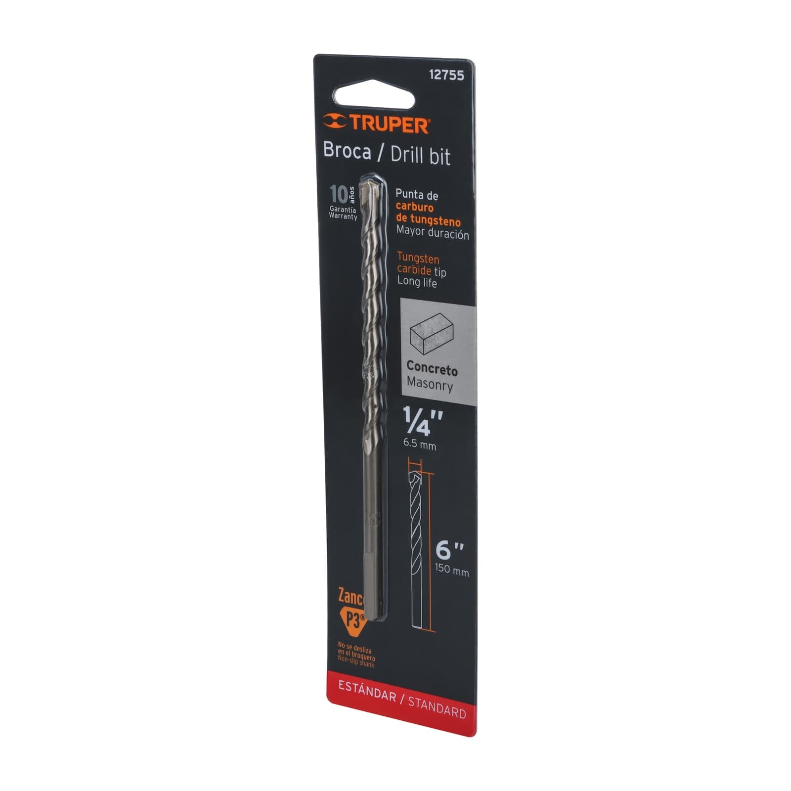 Broca P/Concreto 1/4" x 6" BCT-1/4X6-B Truper