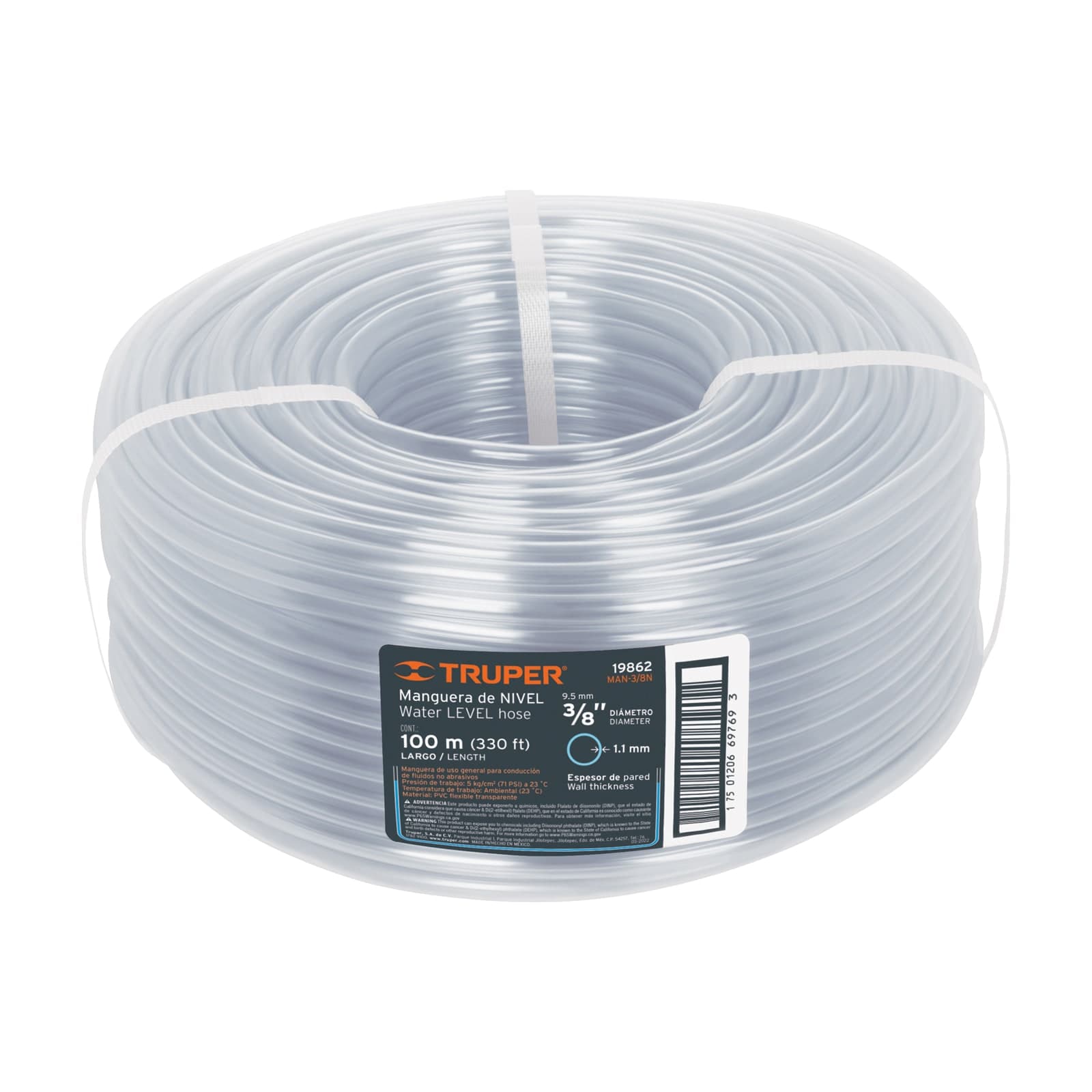 Manguera Industrial Transparente 3/8" x 1 MT MAN-3/8N