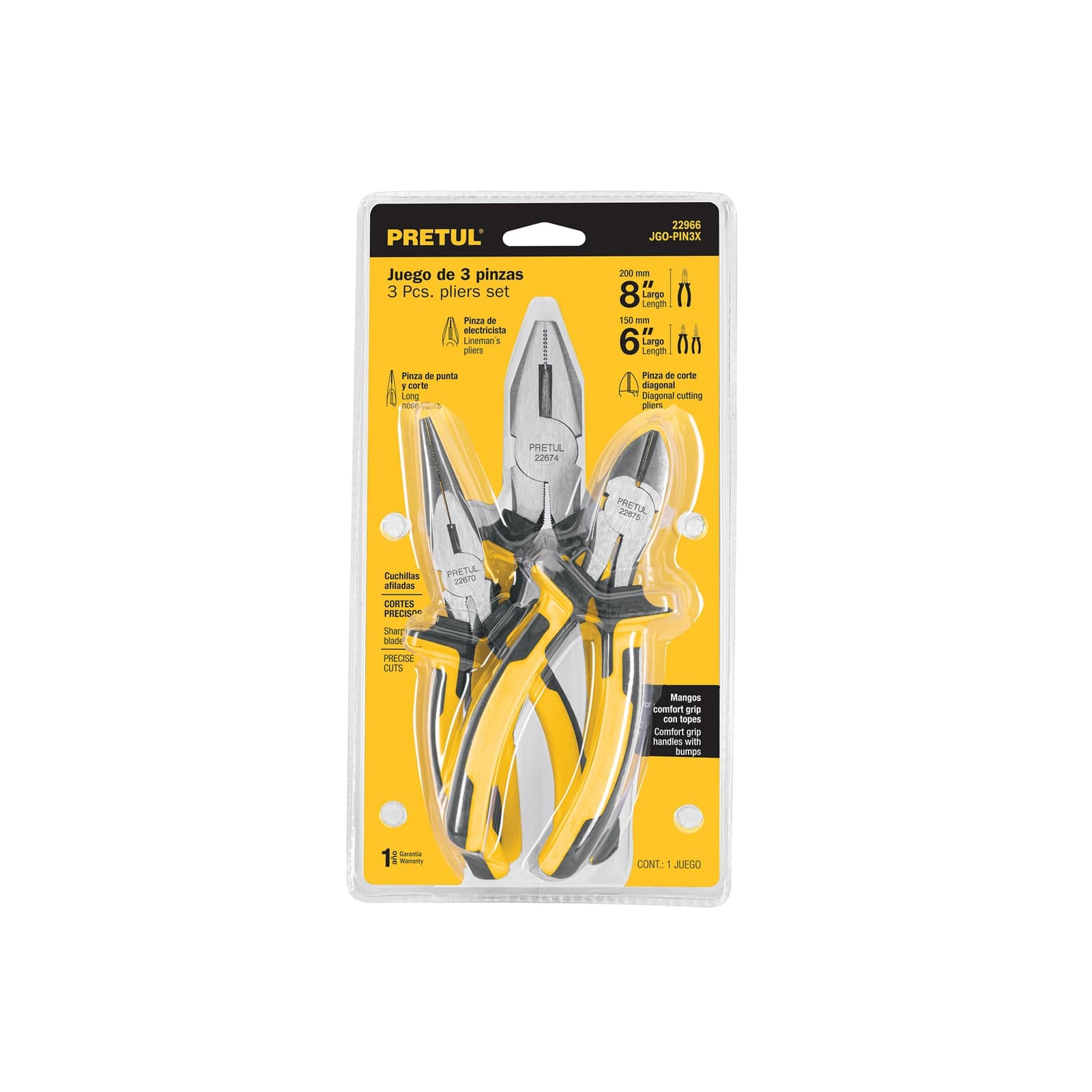 Jgo Pinzas 3 Pzs Mango Confort Grip JGO-PIN3X Pretul