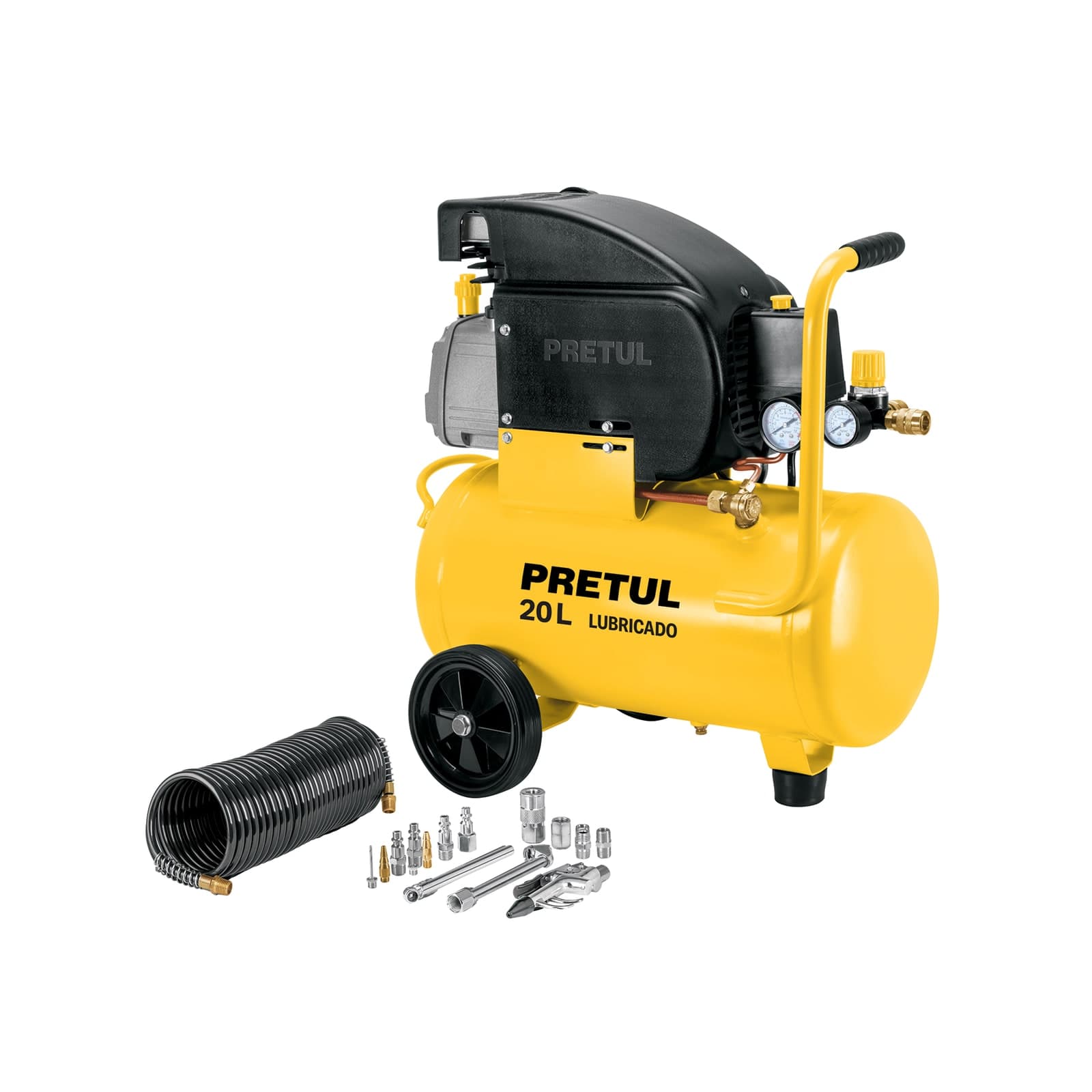 Compresor de Aire Lubricado 20 LT 2-1/2 HP 40 PSI 127 V C/Accs COMP-KIT20P2 Pretul