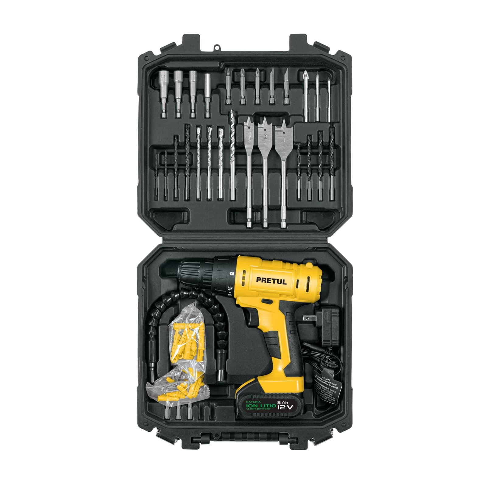 Taladro Inalámbrico 3/8" 12 V C/Accs + Carg y Bat TALI-12PK2 Pretul