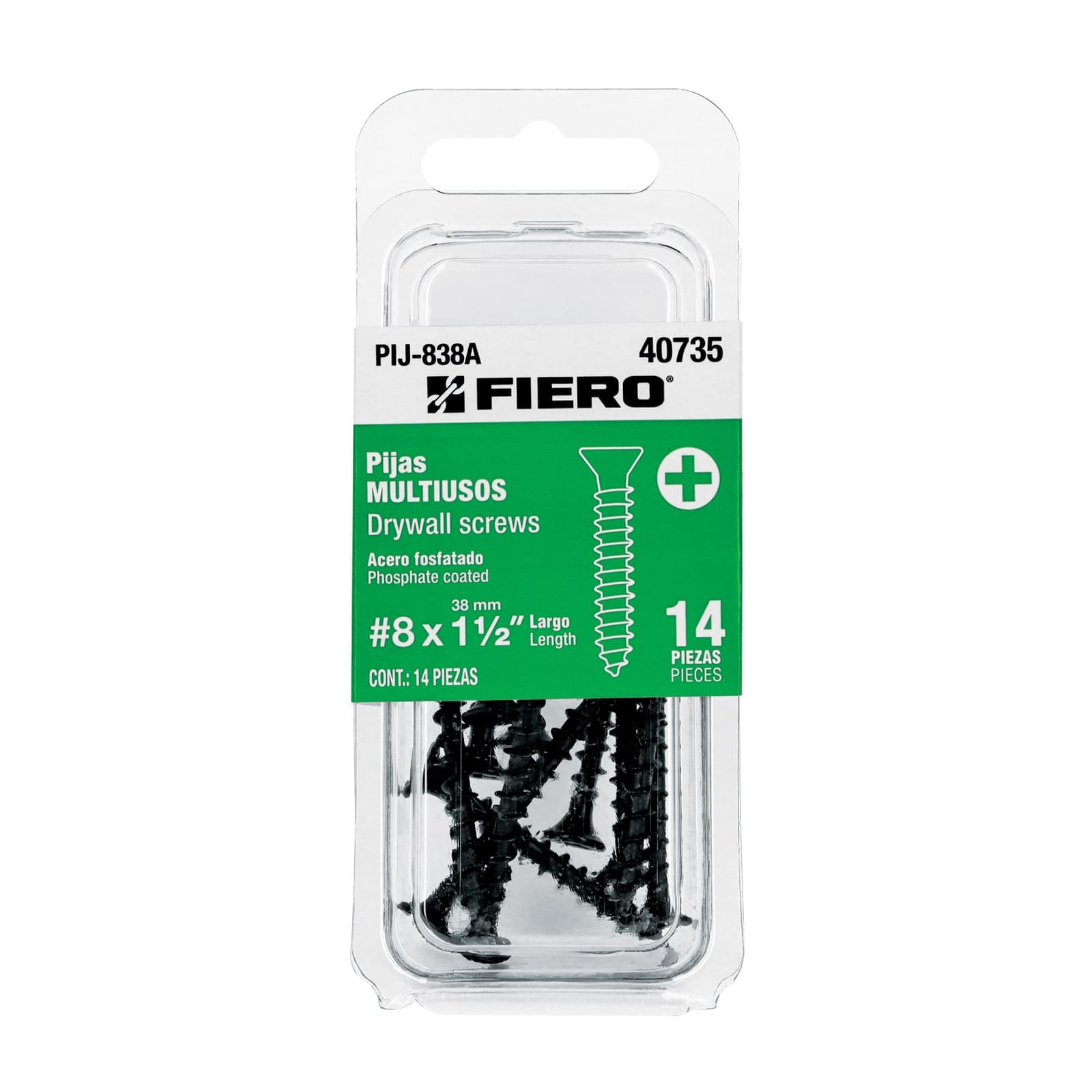 Pija Negra Blister #8 x 1-1/2 14 Pzs PIJ-838A Fiero