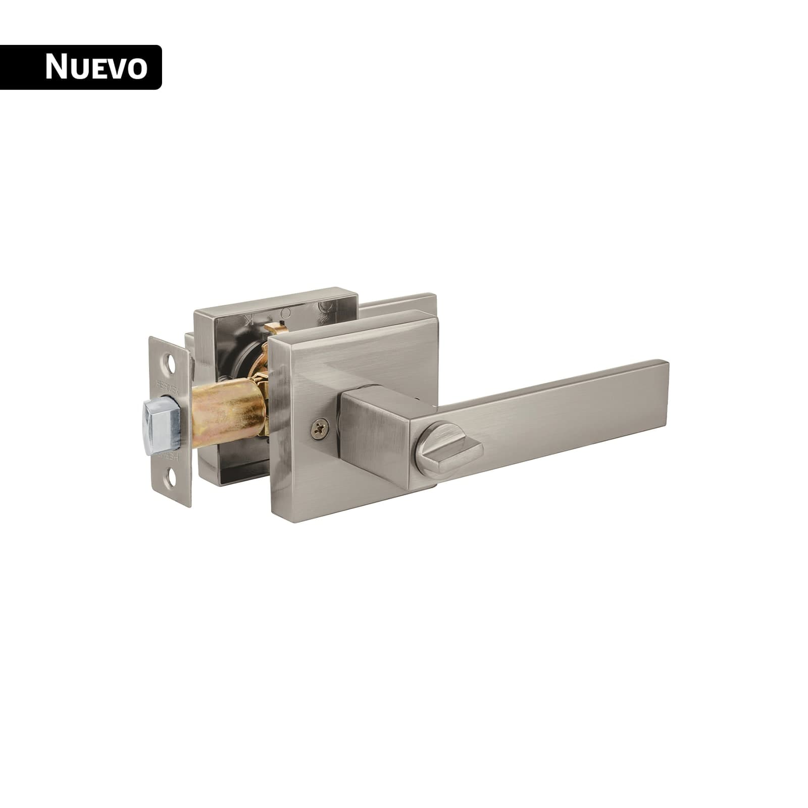 Cerradura Manija Cuadrada P/Recamara Niquel Satin CEMA-24R Hermex