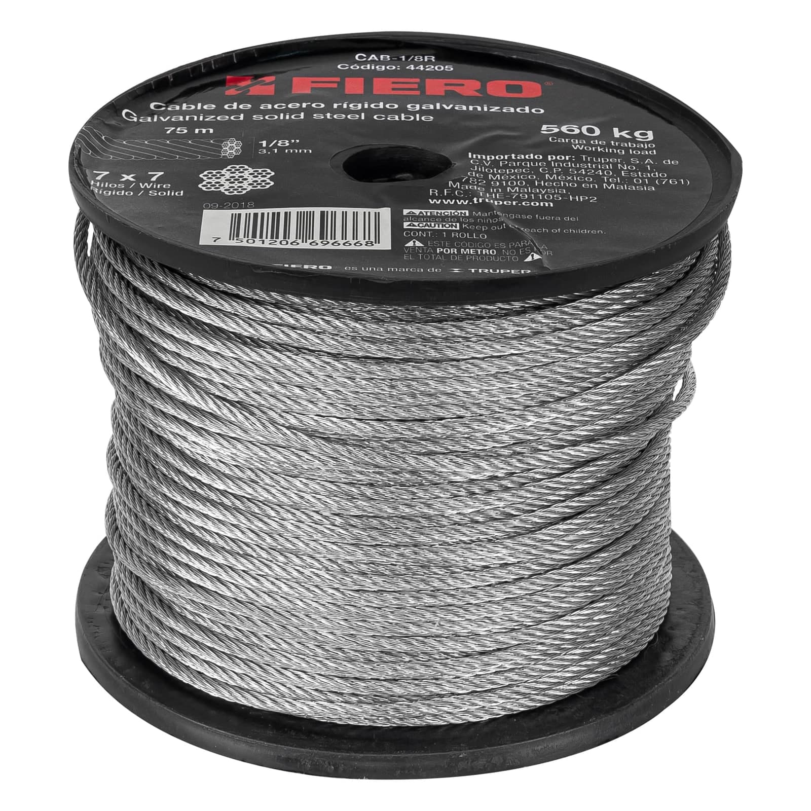 Cable Acero Rigido 1/8 CAB-1/8R Fiero