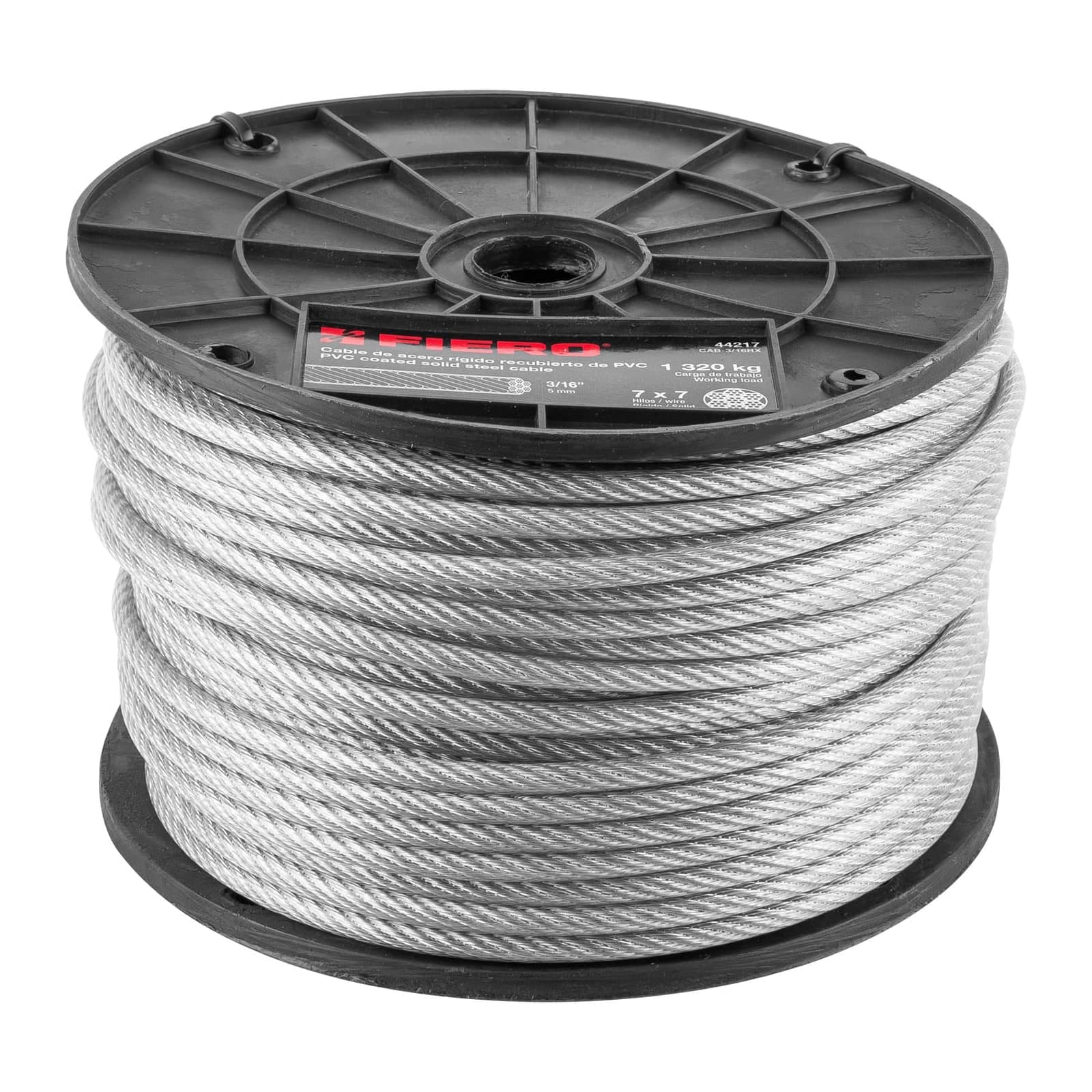 Cable Acero 3/16" x MT Plastificado CAB-3/16RX Fiero