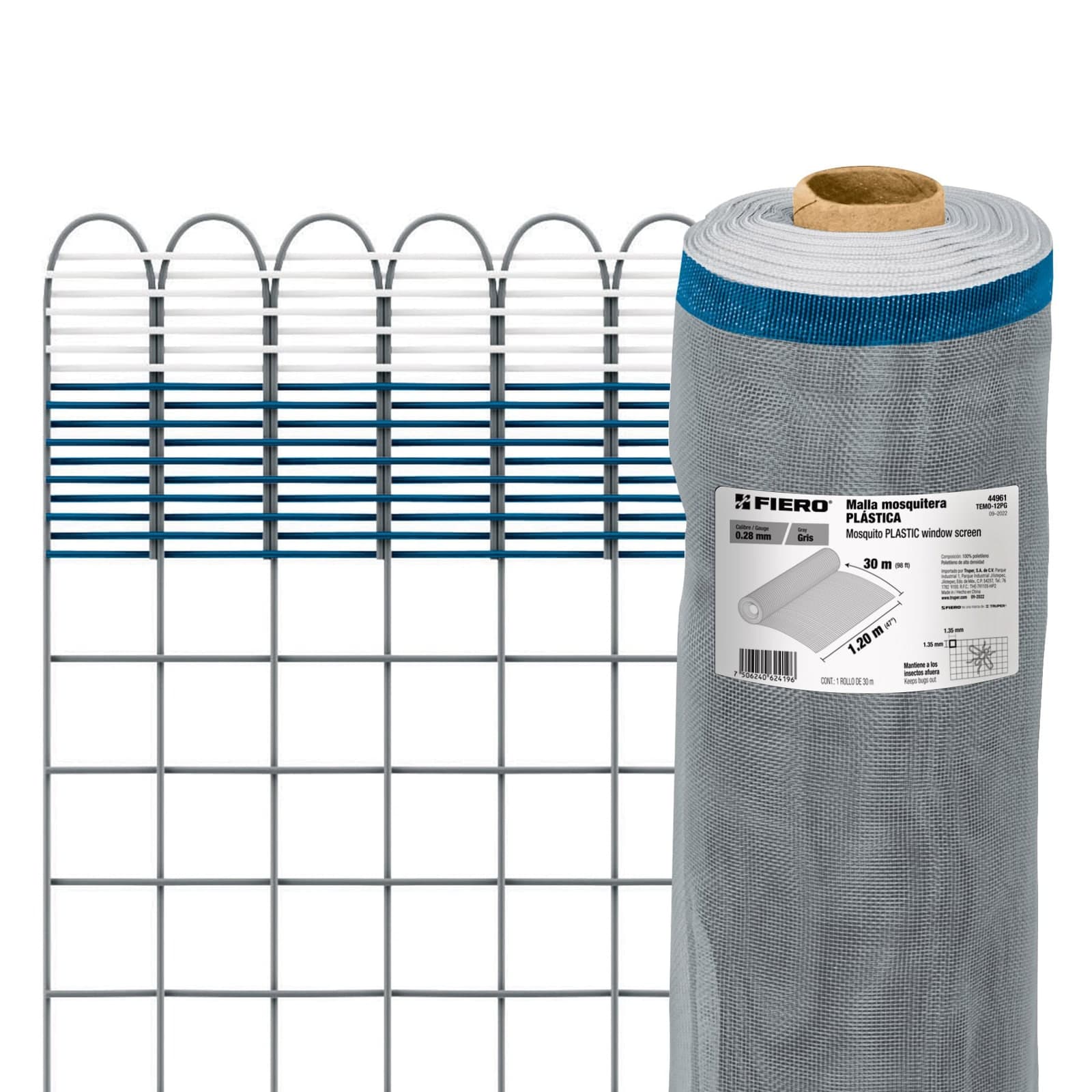 Malla Mosquitera Plástica Gris 1.2 MT x 1 MT TEMO-12PG Fiero