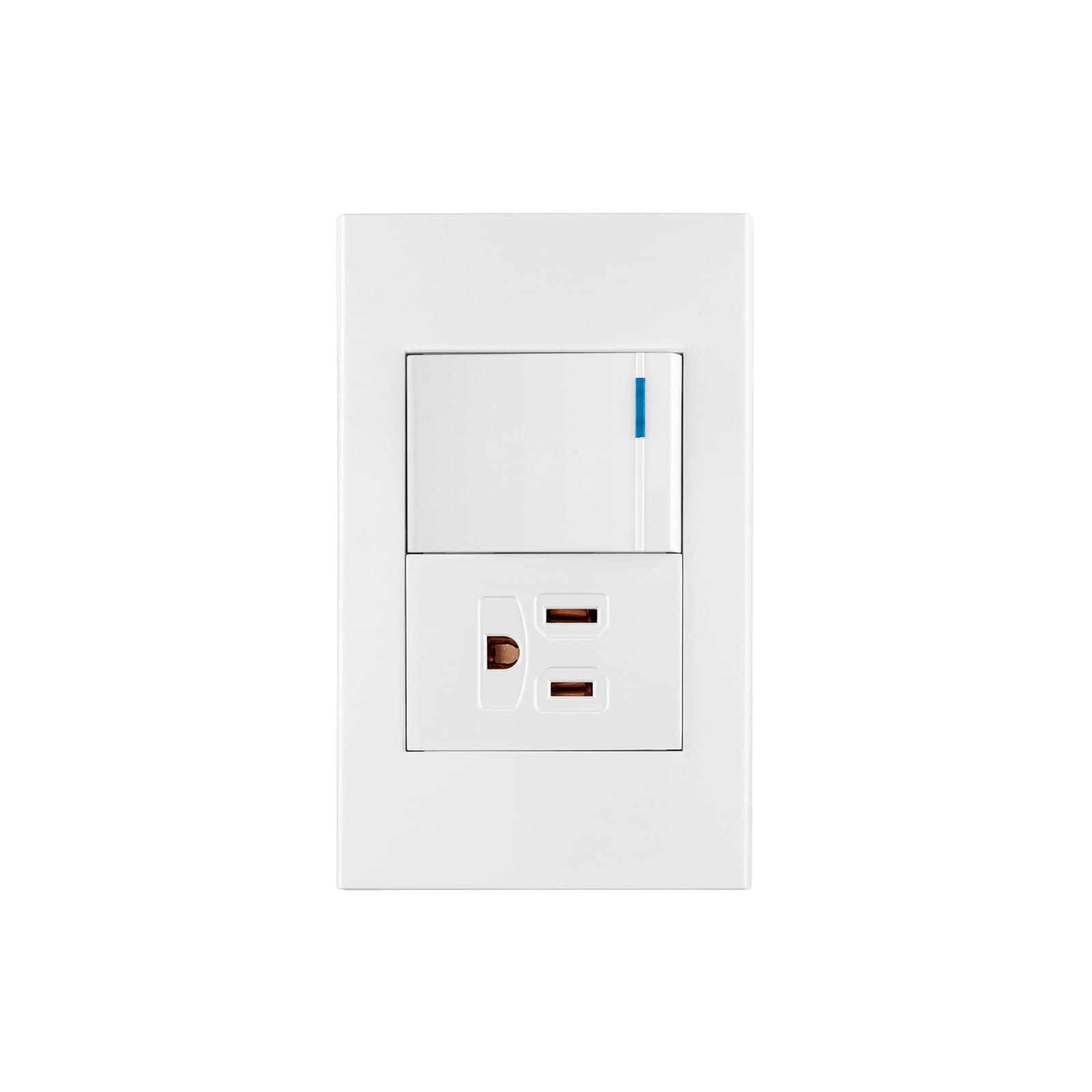 Placa Armada 1 Apagador 1 Contacto Linea Española Blanco PA-APCO15-EB Volteck