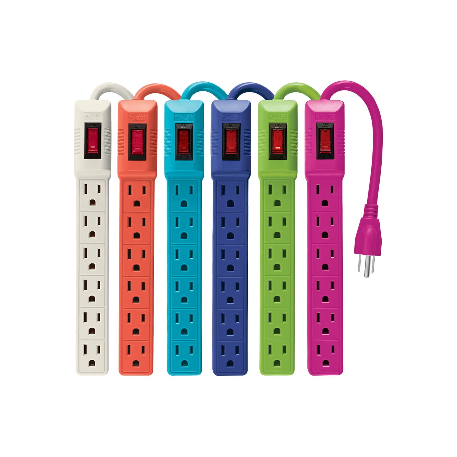 Multicontacto 6 Entradas de Colores MUL-6EG Volteck