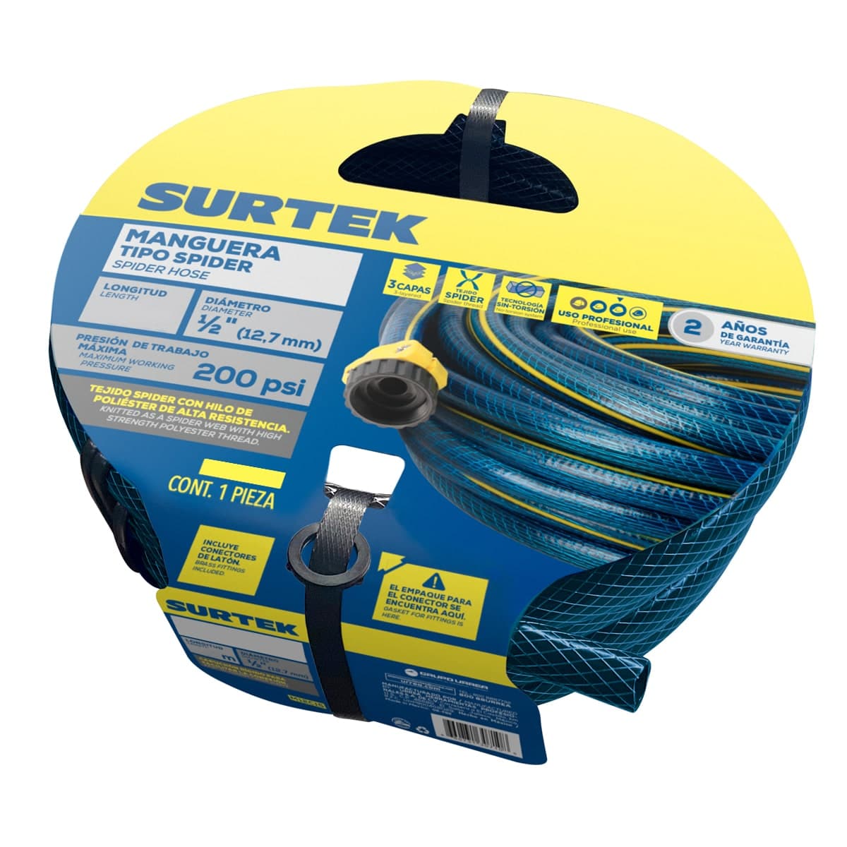 Manguera P/Jardín Armada 1/2" x 25 MT Spider M12S25P Surtek