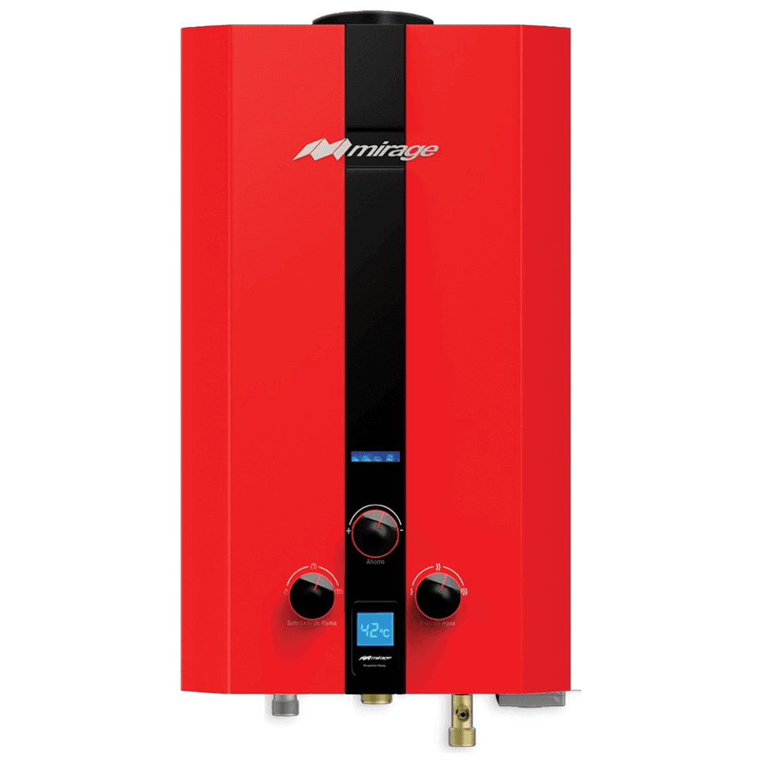Boiler Paso Instantaneo 06 LT Gas LP 1 Servicio Serie Flux Rojo MBF06ZB Mirage