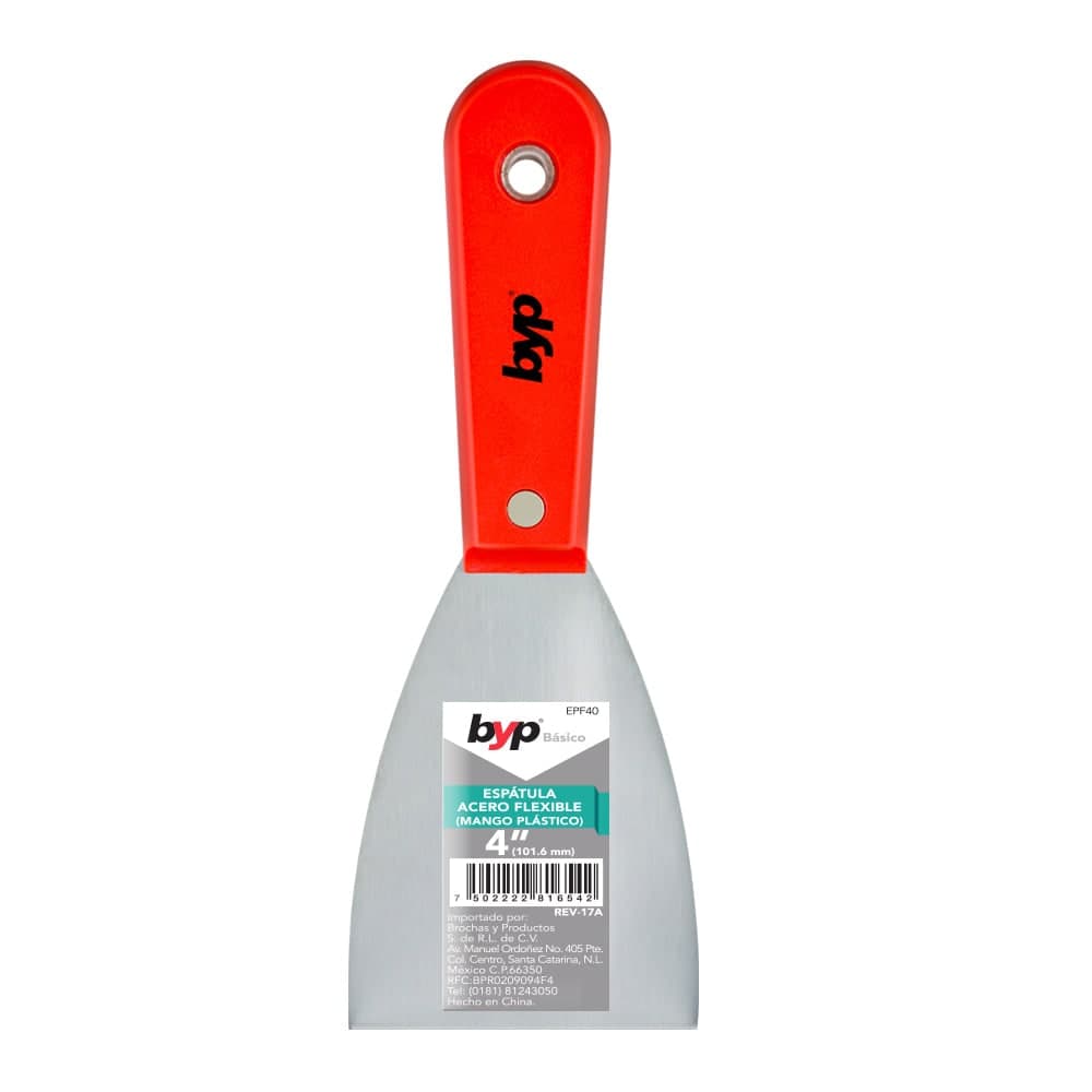 Espatula Recta Acero Flexible Mango Plástico 4" EPF40 BYP
