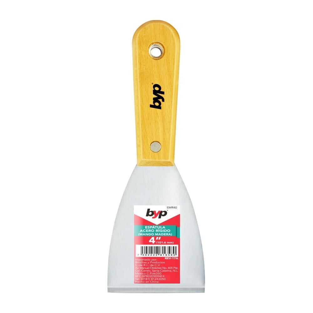 Espatula Recta Acero Rigido Mango Madera 4" EMR40 BYP