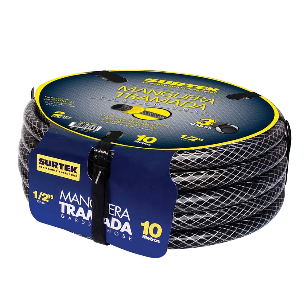 Manguera P/Jardín Armada 1/2 x 10 M Gris C/Conector Plástico M12T10P Surtek