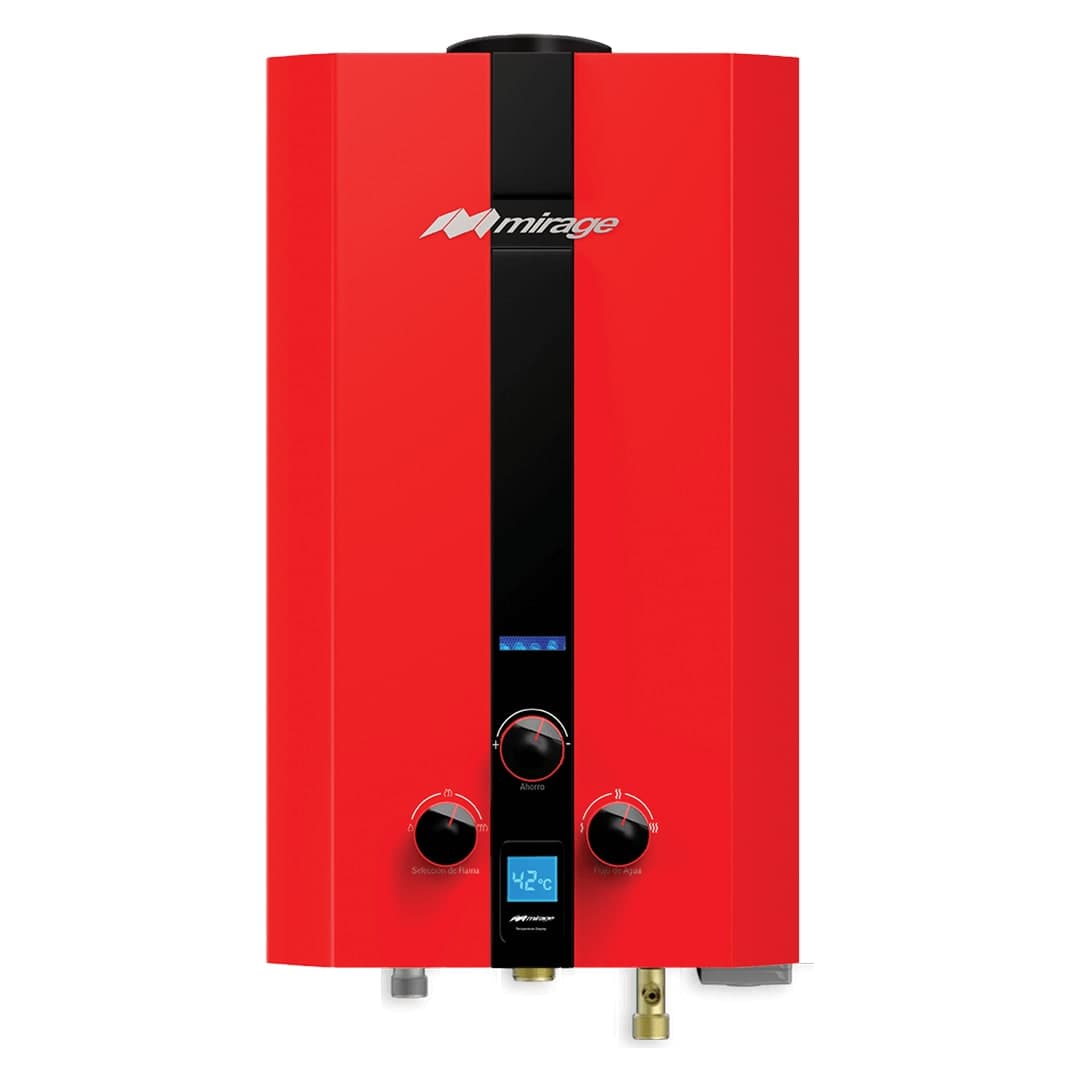 Boiler Paso Instantáneo 06 LT Gas LP 1 Servicio Serie Flux Rojo MBF06ZB Mirage