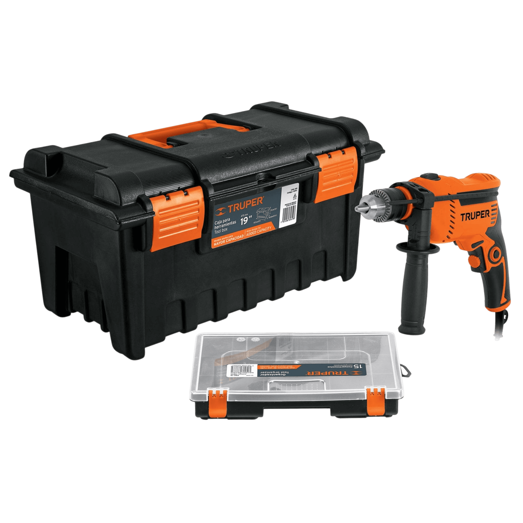 Rotomartillo 1/2" Profesional 650 W Caja y Organizador COMBO-100 Truper