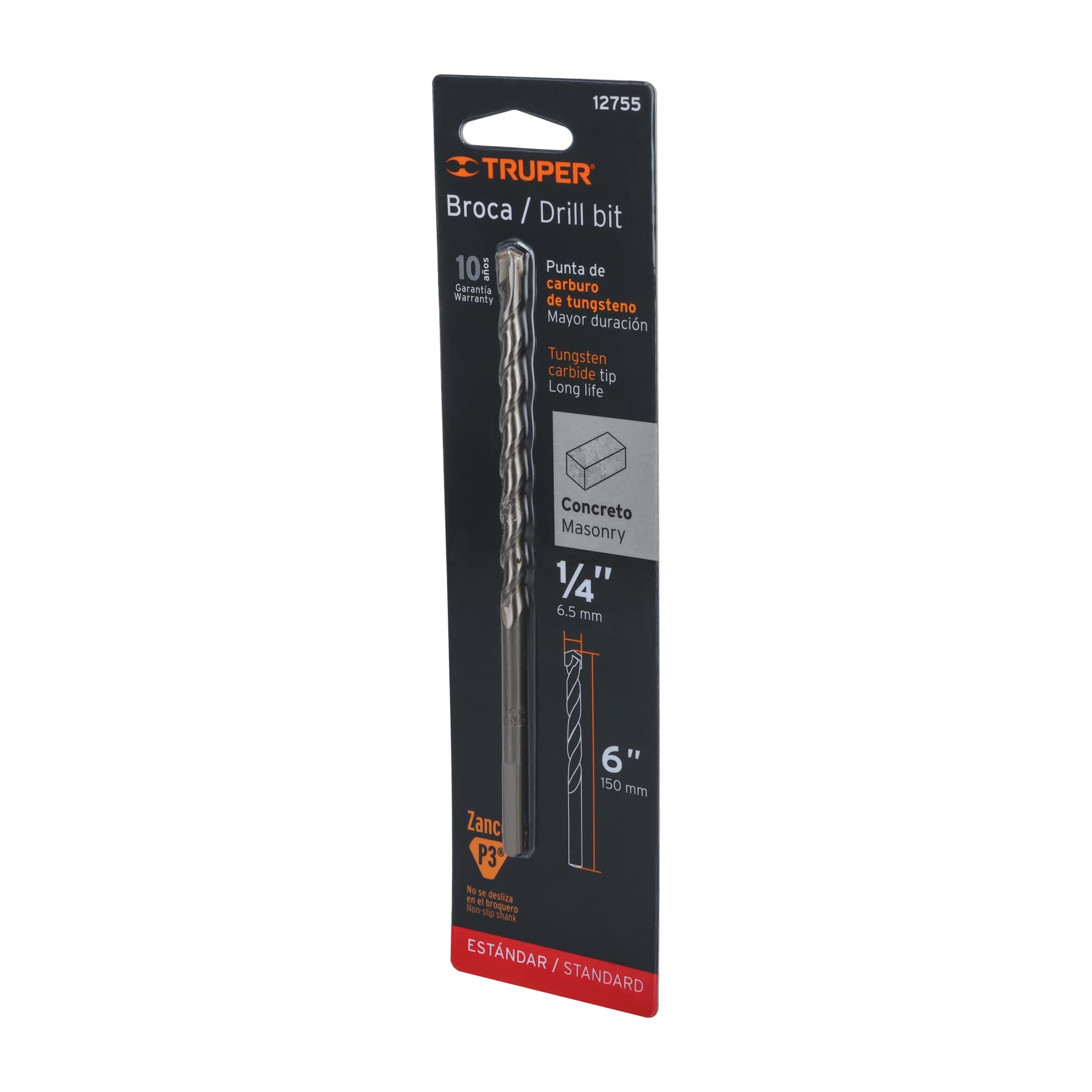 Broca P/Concreto 1/4" x 6" BCT-1/4X6-B Truper