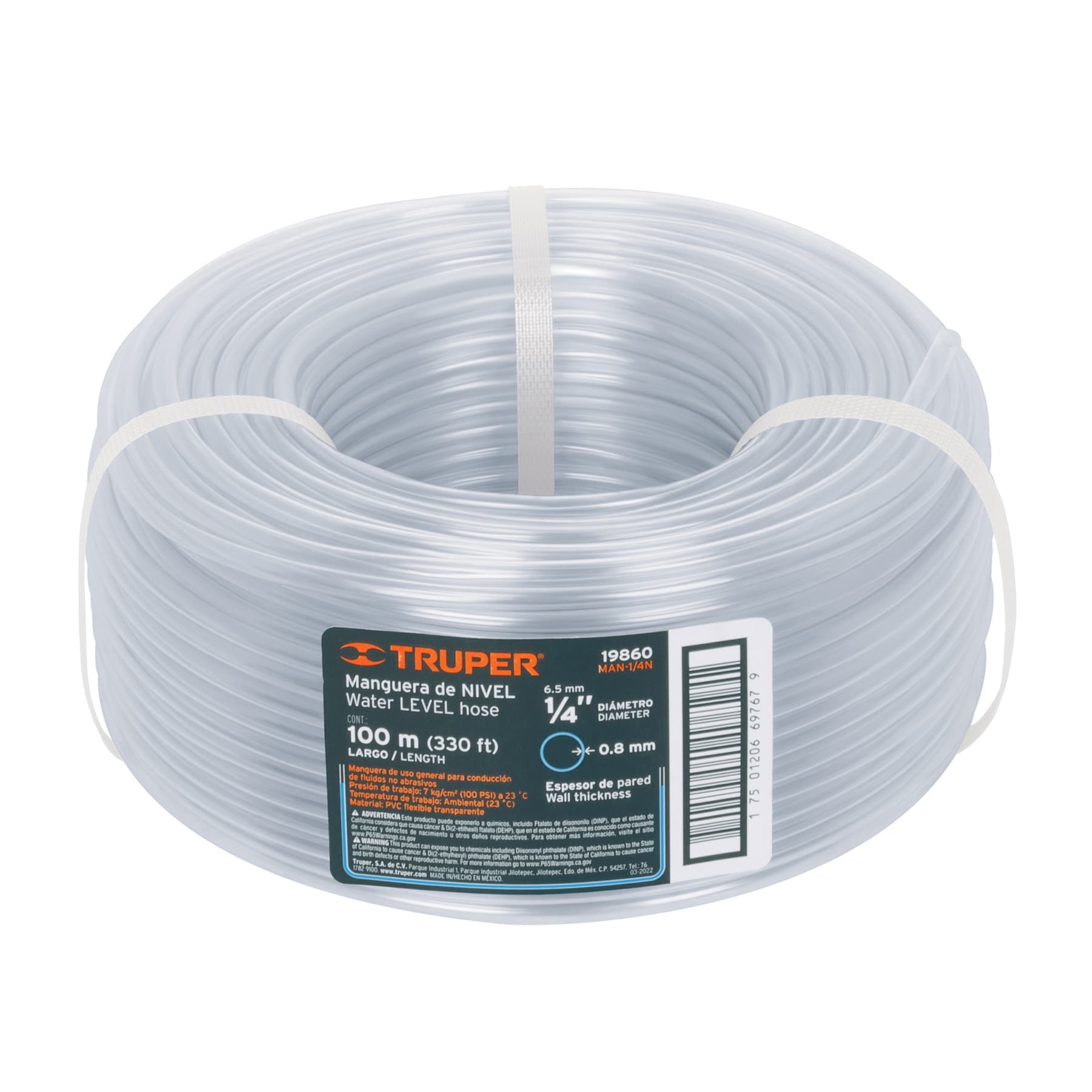 Manguera Industrial Transparente P/Nivel 1/4" x 1 MT MAN-1/4N Truper