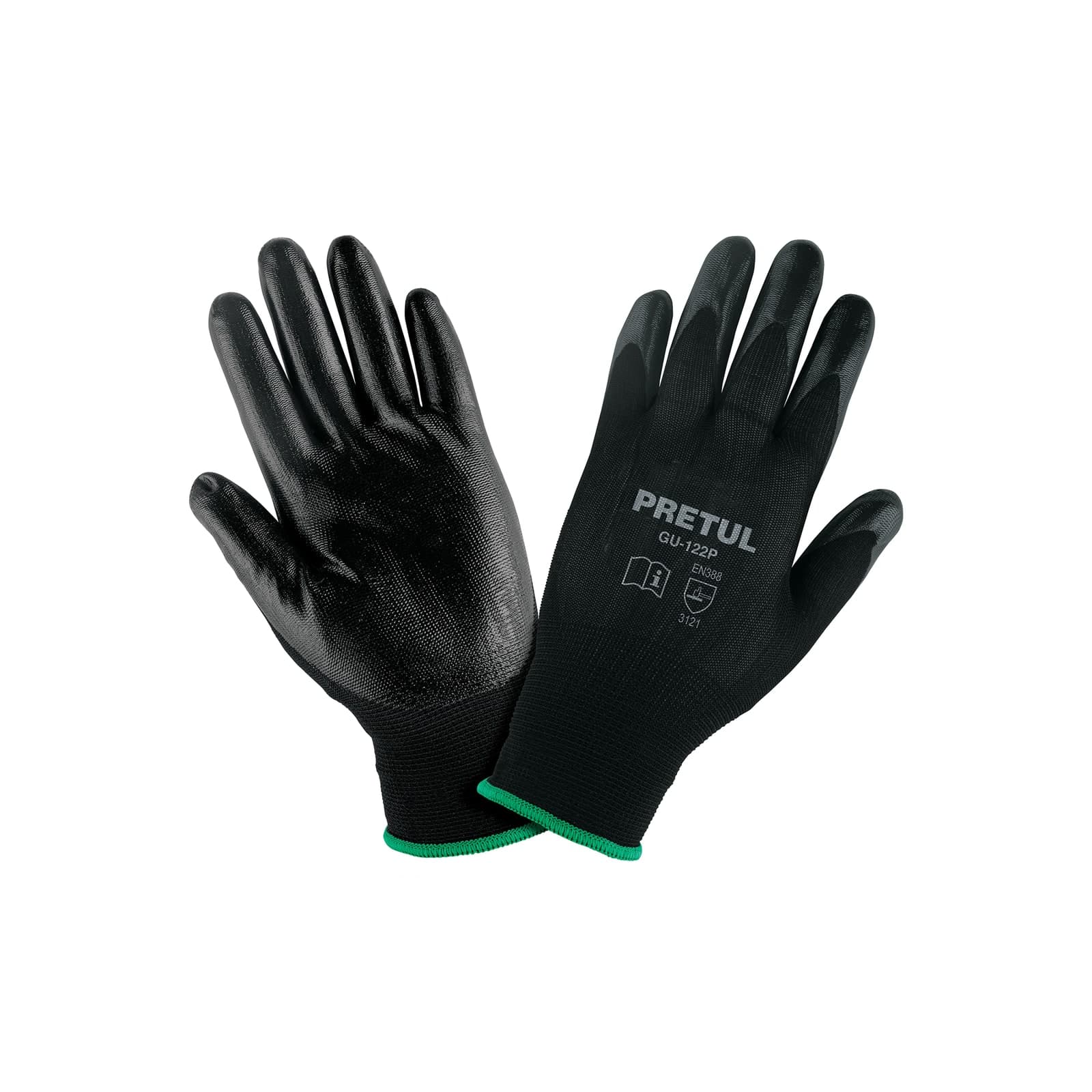 Guantes Nylon Recubiertos C/Nitrilo Medianos GU-122P Pretul