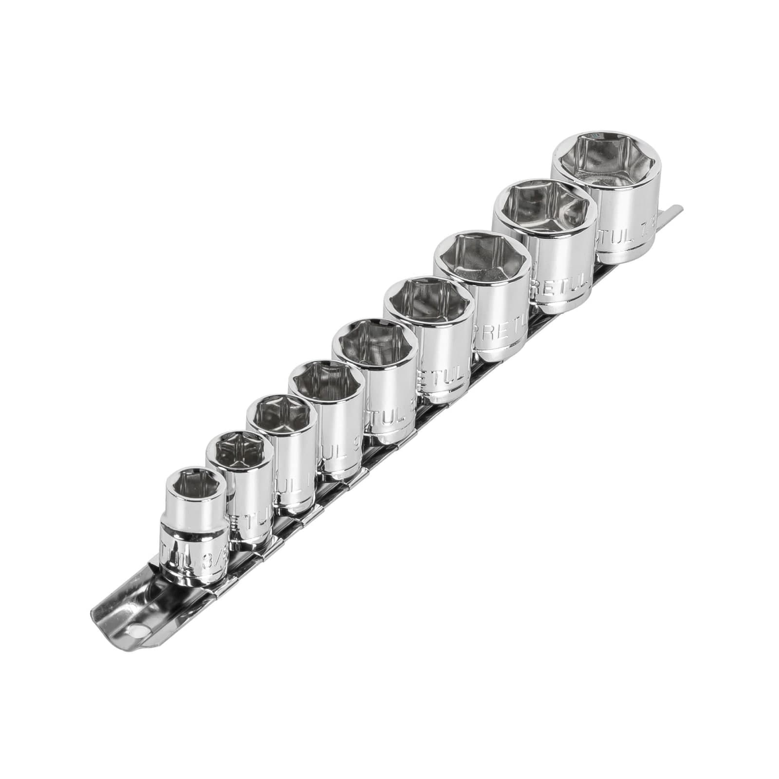 Jgo Dados Cuadrados 3/8" 9 Pzs JD-3/8X10SAE-P Pretul