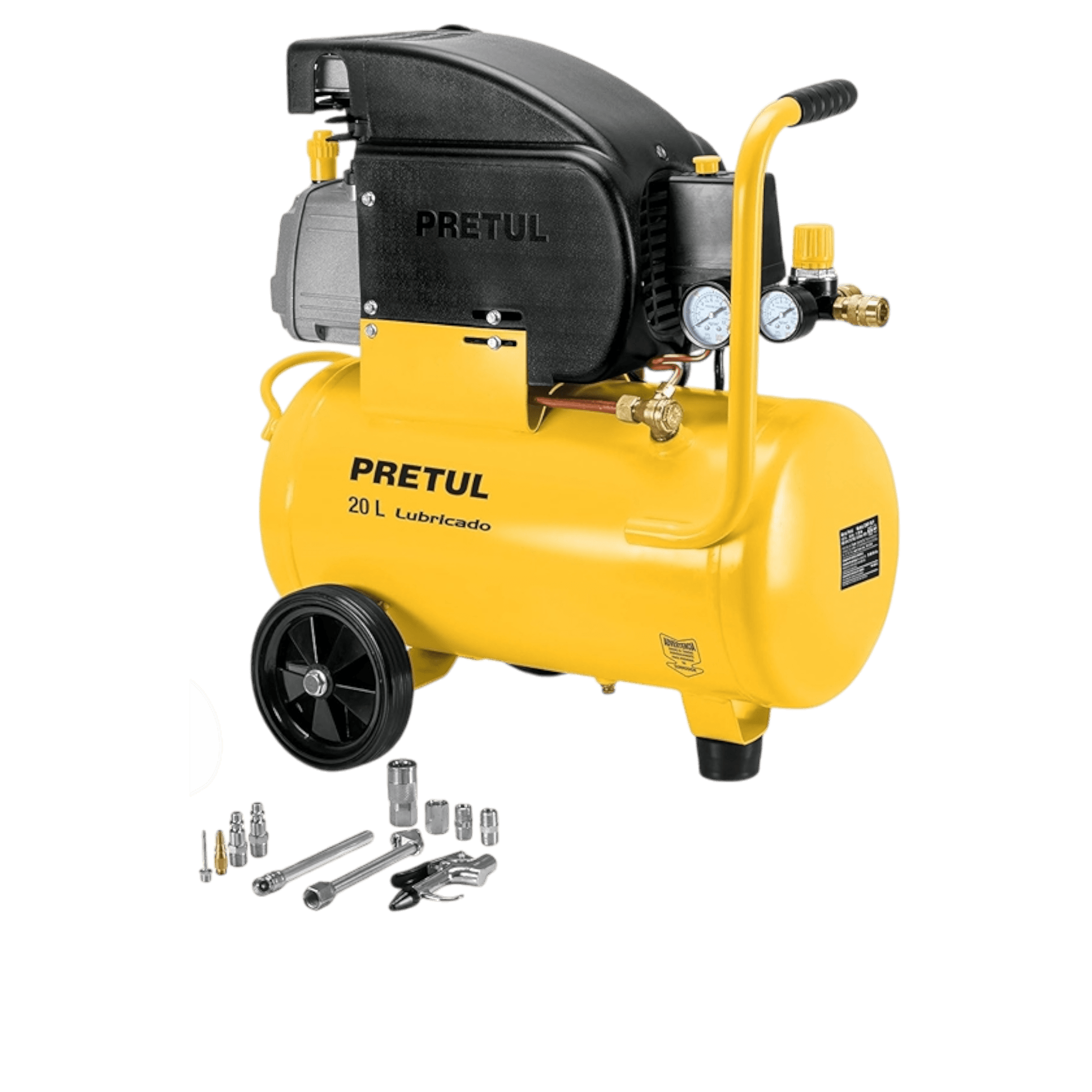 Compresor de Aire Lubricado 20 LT 2-1/2 HP 40 PSI 127 V C/Accs COMP-KIT20P2 Pretul