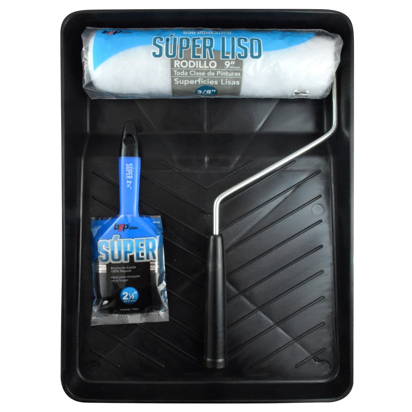 Kit P/Pintar Charola, Rodillo Superficie Lisa 3/8" y Brocha 2-1/2" Super KSL4P BYP