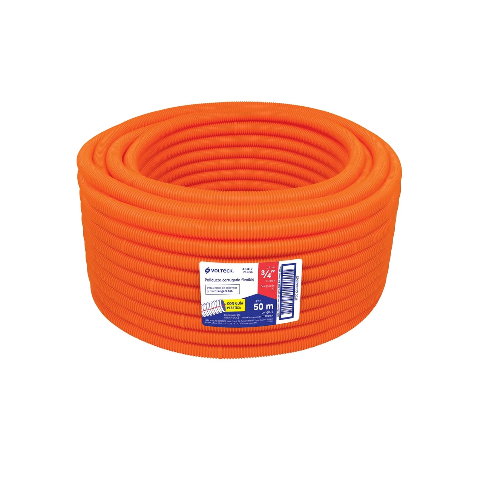 Poliducto Naranja Flexible C/Guia 3/4" x 1 MT PF-3/4G Volteck