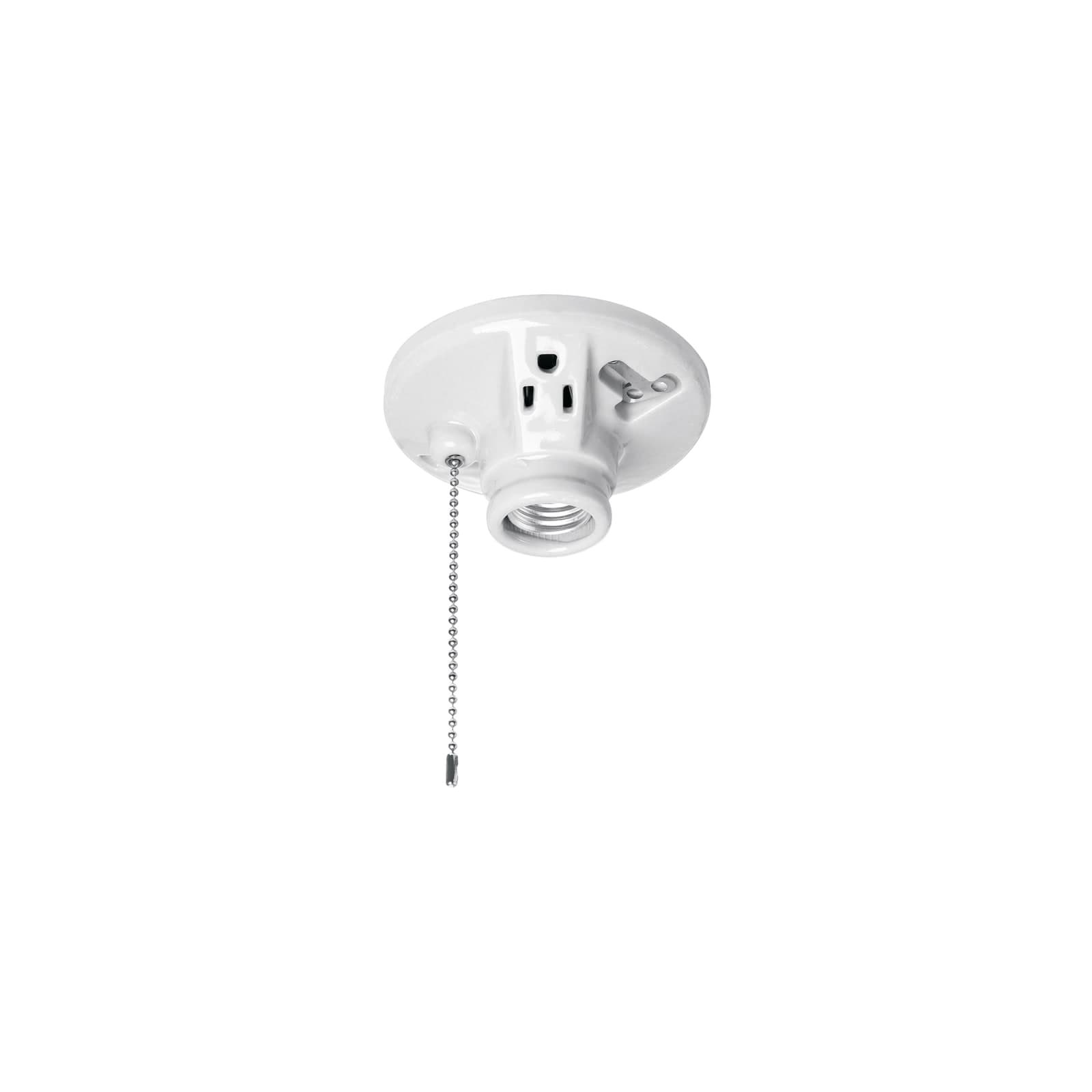 Portalampara Porcelana Redondo C/Contato y Cadena 4-1/2" POPO-20 Volteck