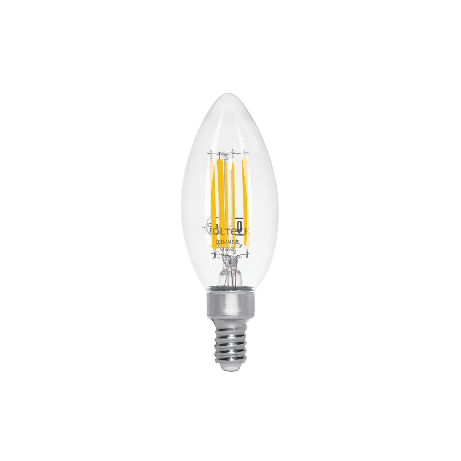 Foco Tipo Vela Luz Calida 4 W C/Filamento Base E12 LED-V4F2C Volteck