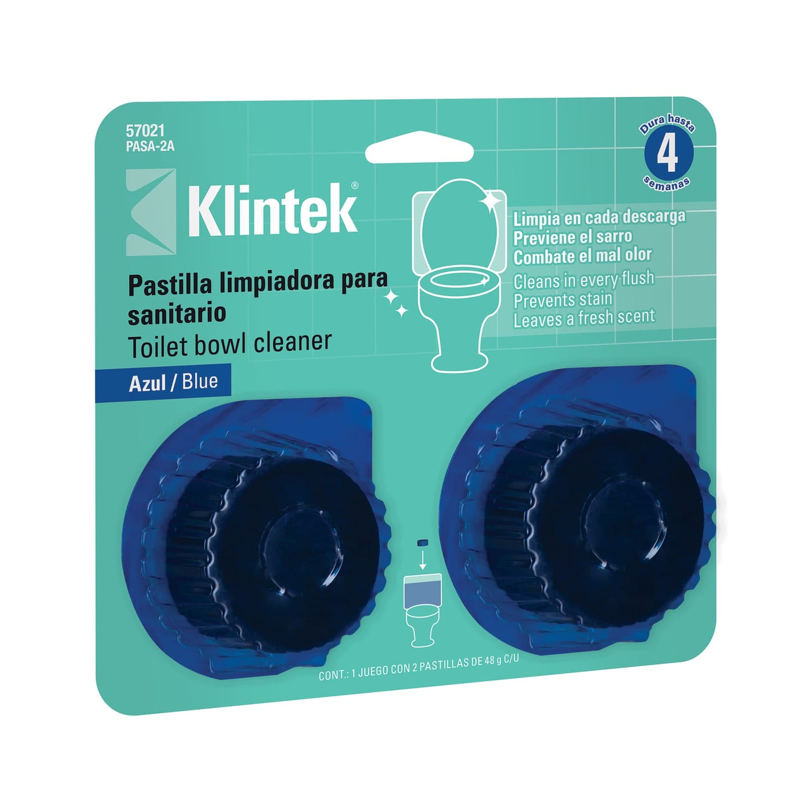 Pastilla Desodorante P/Tanque WC Azul 2 Pzs PASA-2A Klintek