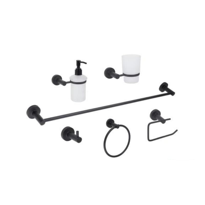 Jgo Accesorios P/Baño 6 Pzs Metálico Negro Mate 3200.2 Dica