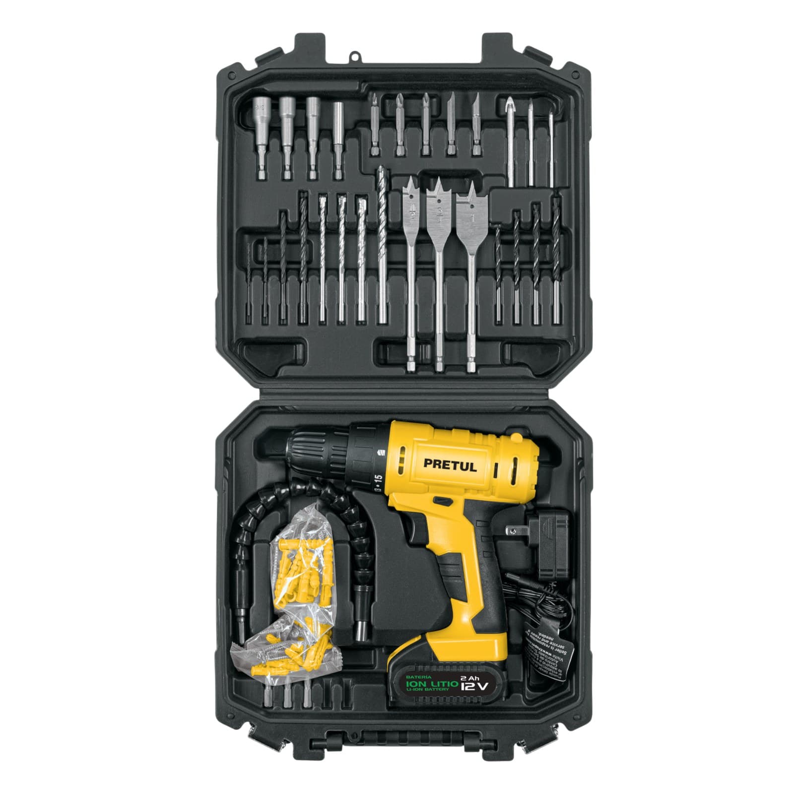 Taladro Inalámbrico 3/8" 12 V C/Accs + Carg y Bat TALI-12PK2 Pretul