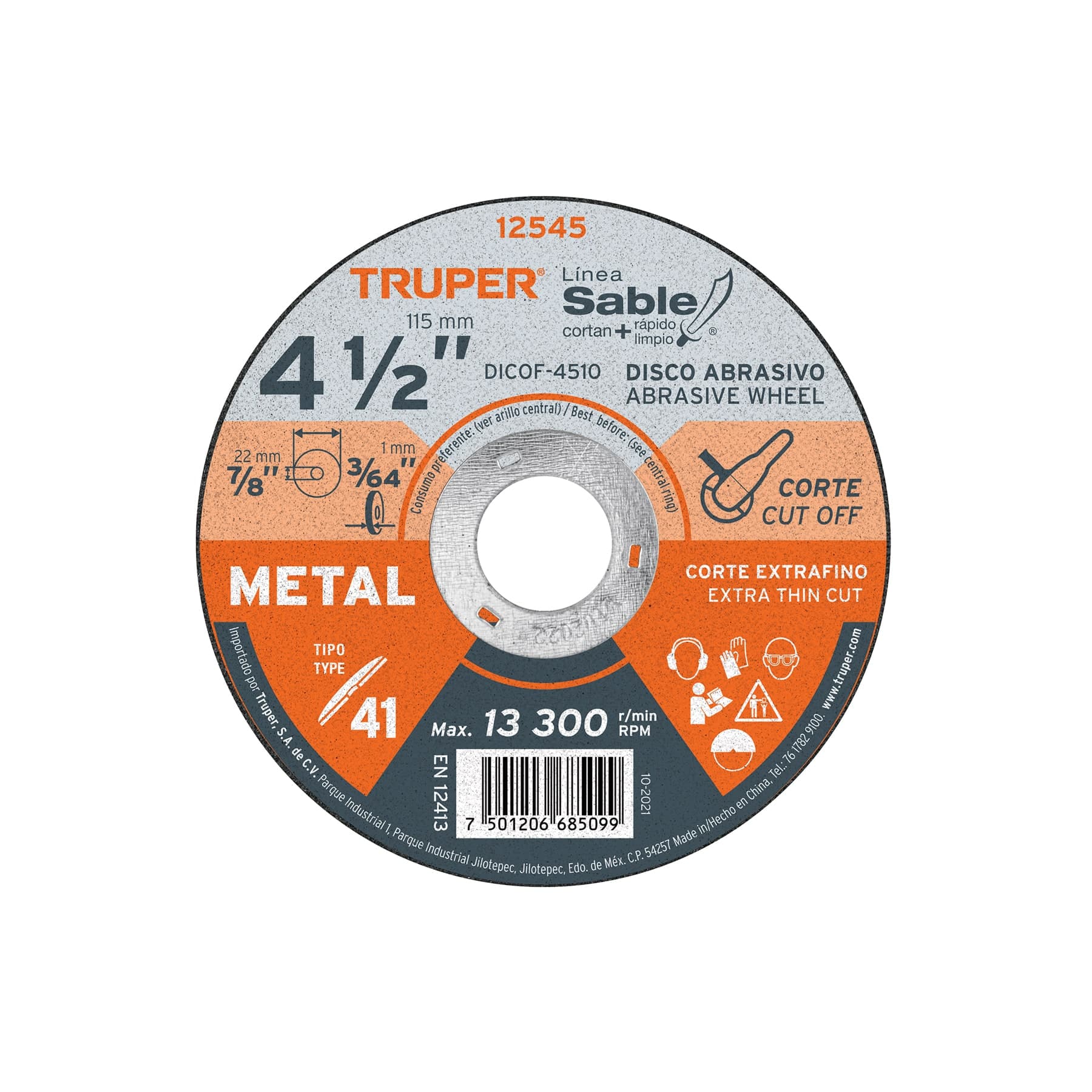 Disco Sable Corte Metal 4-1/2 DICOF-4510 Sable