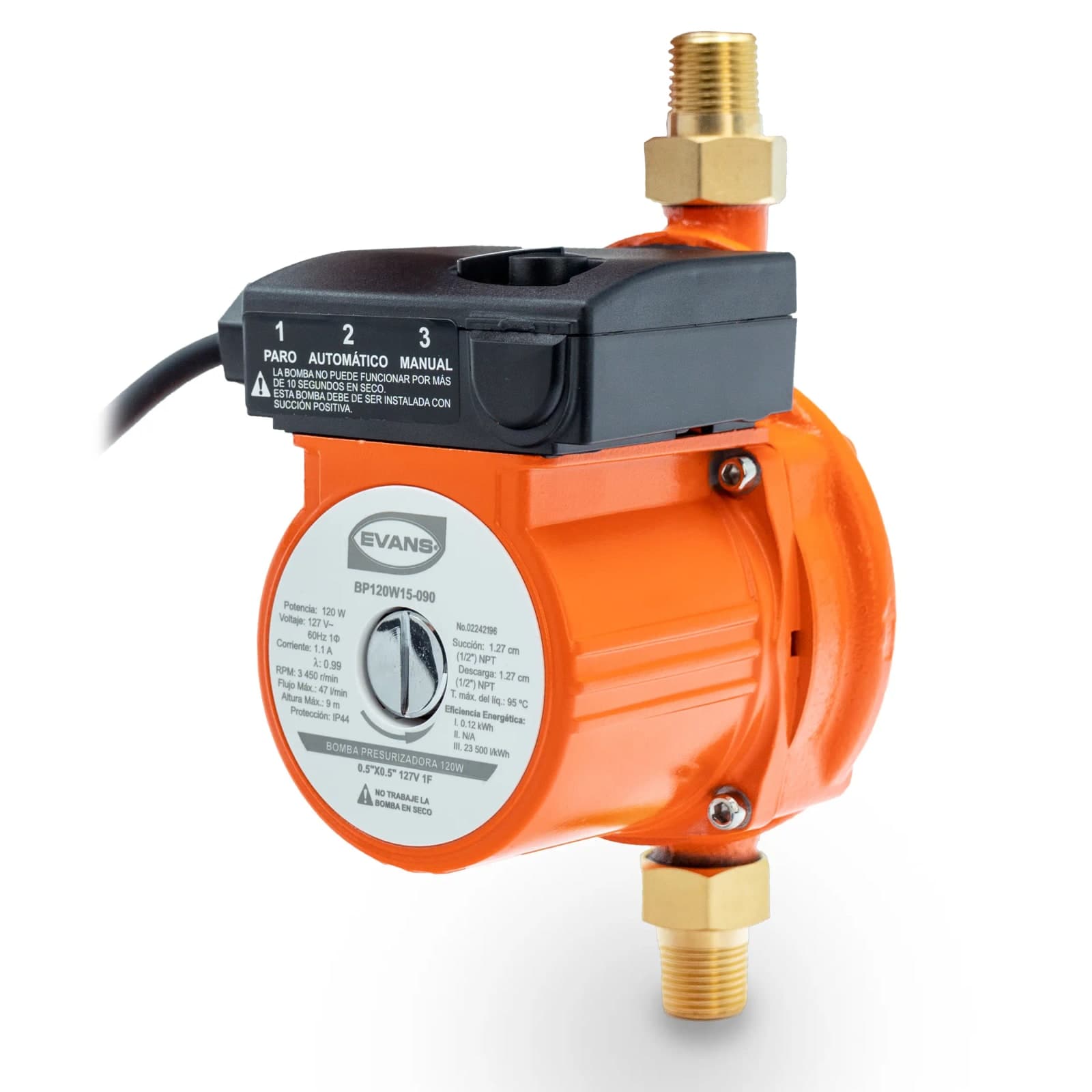 Presurizador 1/6 HP 127 V 26 L/Min 2 Servicios BP120W15-090 Evans