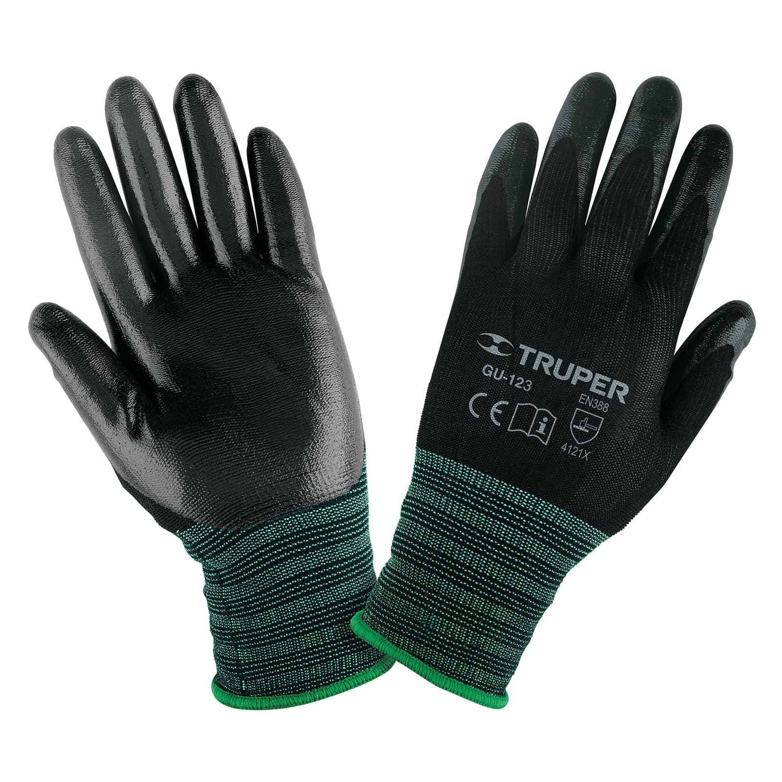 Guantes Nylon Recubiertos C/Nitrilo Grandes GU-123 Truper